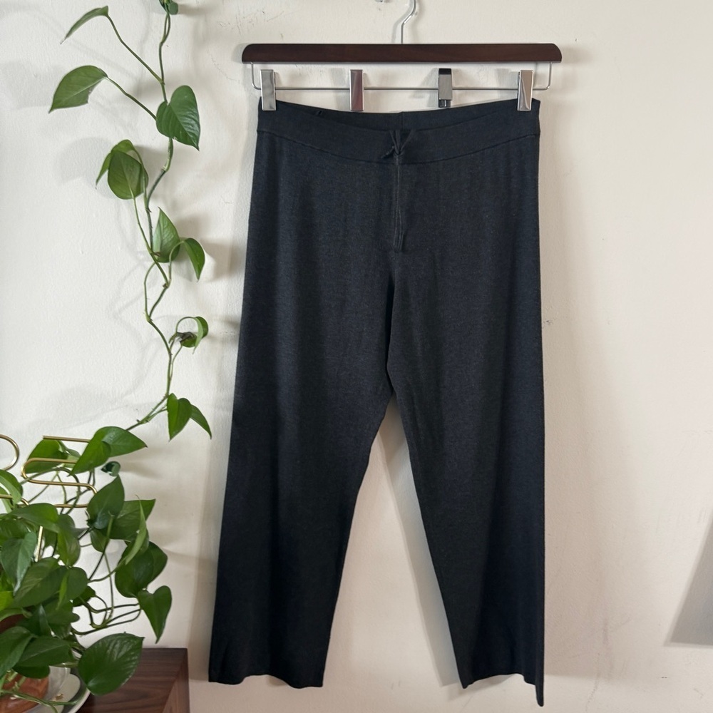 Eileen Fishrer Dark Grey Sweater Knit Draw String Casual Pull-On Pants